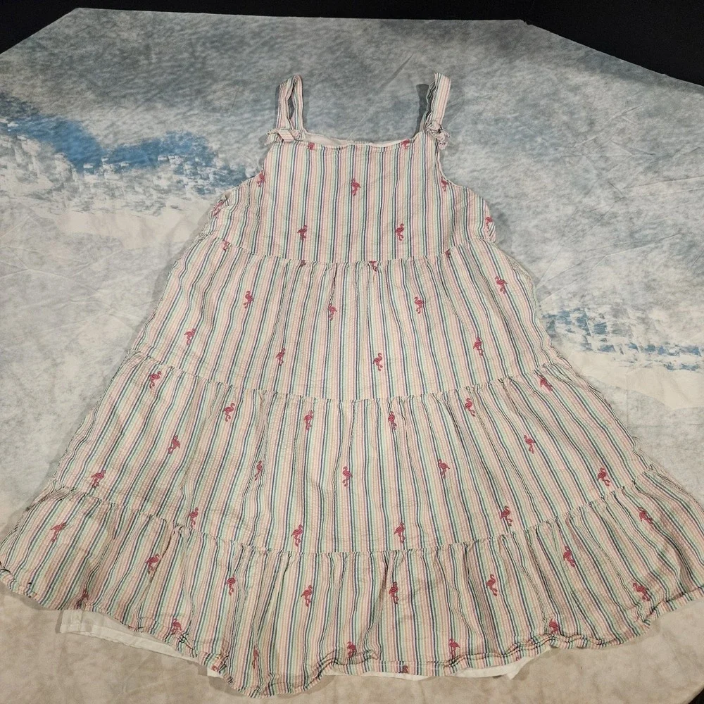 Gymboree Girls Flamingo Stripe Sundress Size 12 Rainbow Summer‎ Dress